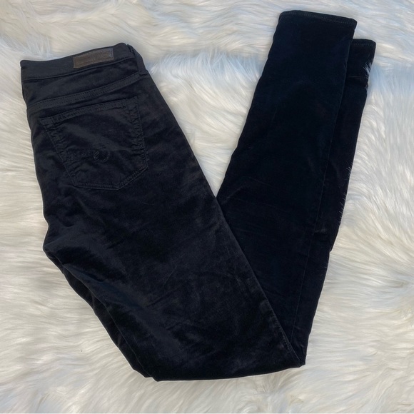 AG The Legging Super Skinny Black Velvet Pants - Picture 1 of 9